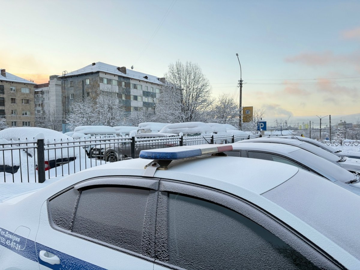 Машина Госавтоинспекции стоит на парковке.