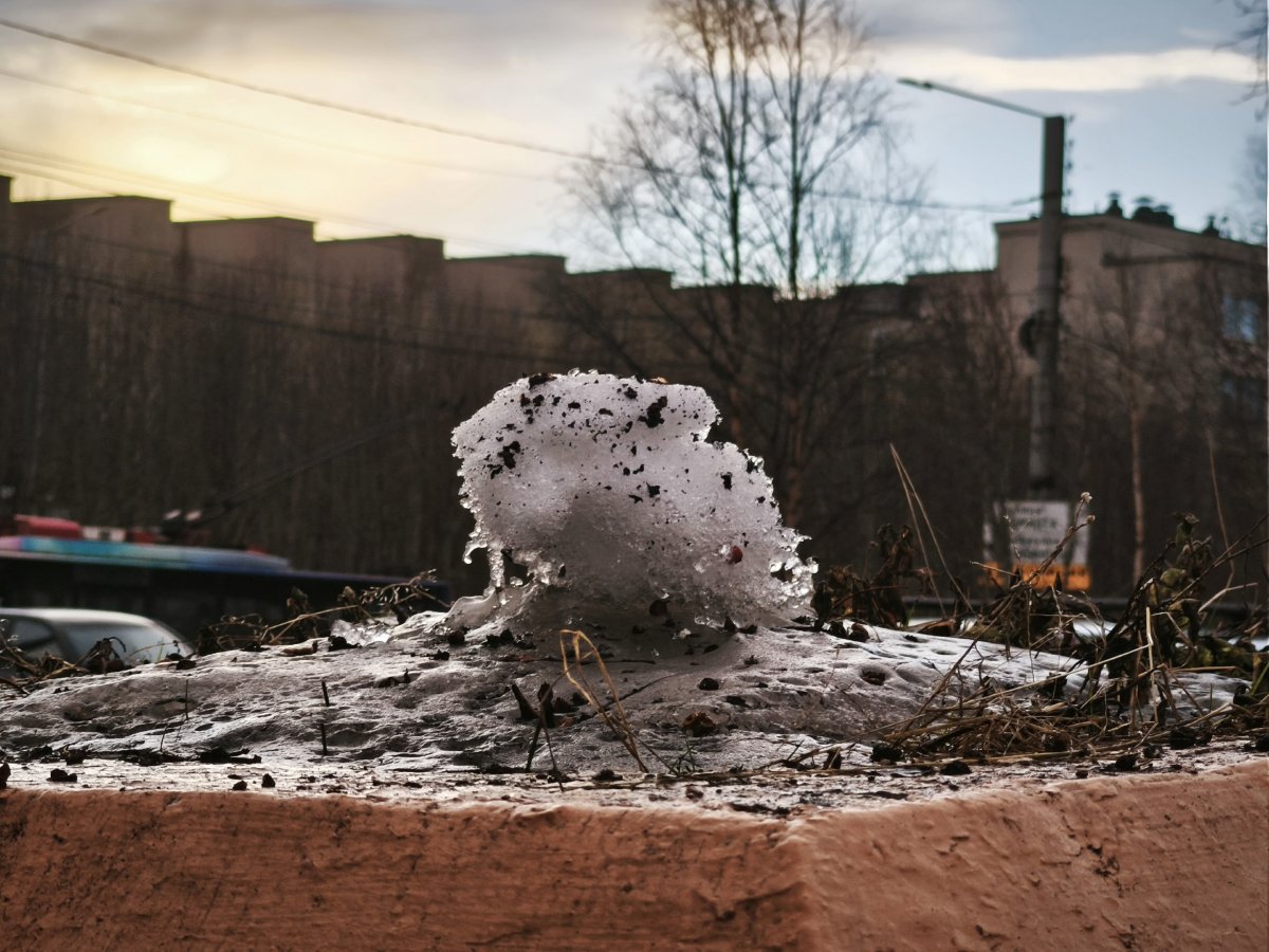 Кусочек снега весной