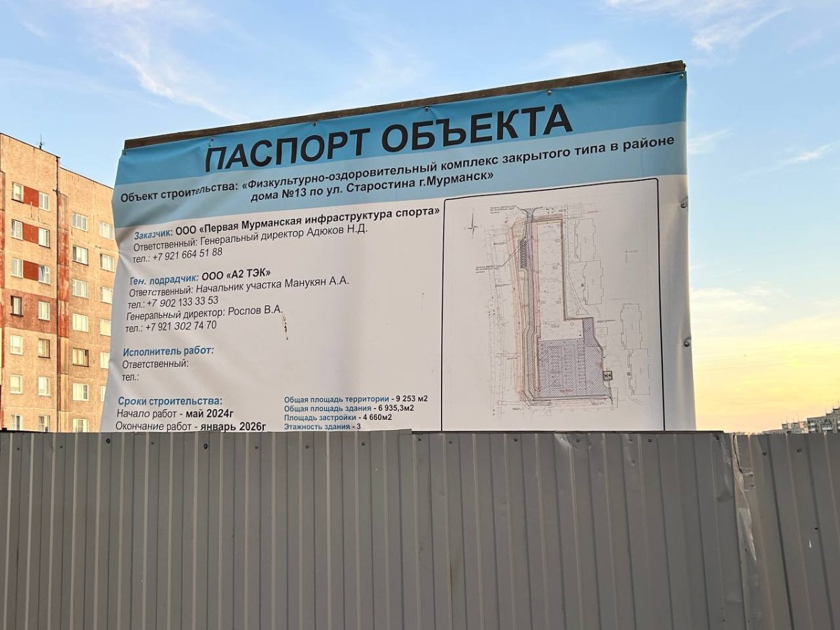 Паспорт объекта ФОК на Старостина.