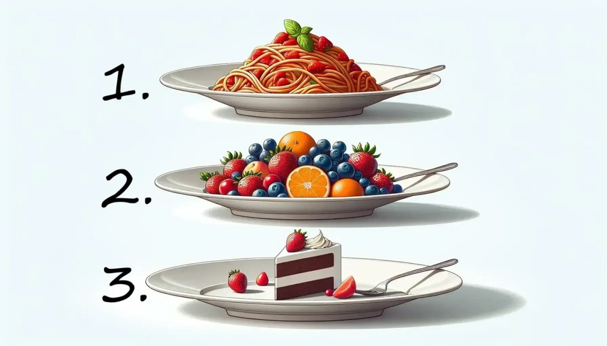 три тарелки с едой