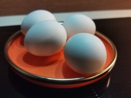 Куриные яйца в тарелке