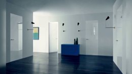 скрытые двери в светлом интерьере