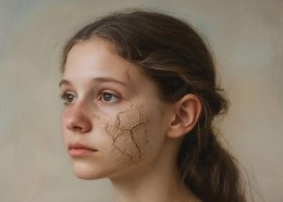 девушка с потрескавшейся кожей