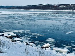 Лёд на реке зимой