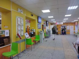 Регистратура в детской поликлинике.