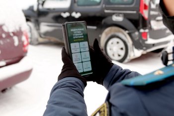 Судебный пристав с телефоном.