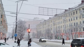 Проспект Ленина в Мурманске зимой