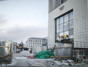 Улица Ленинградская в Мурманске во время реконструкции.