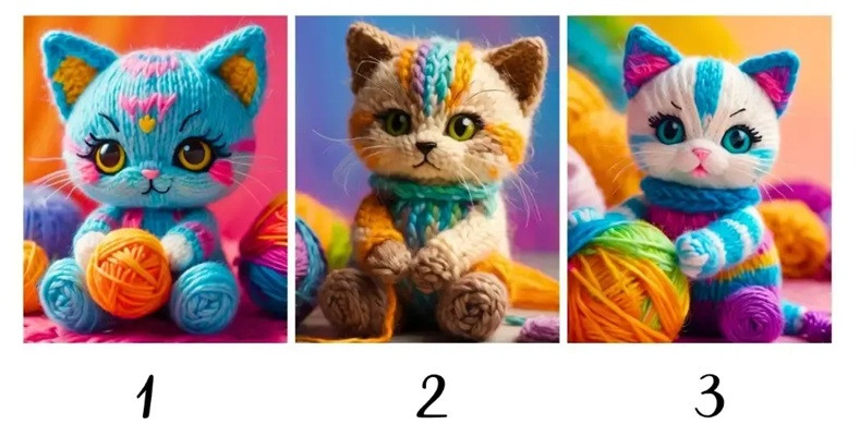 три вязанных котенка