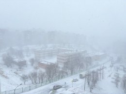 Метель и ветер в Мурманске