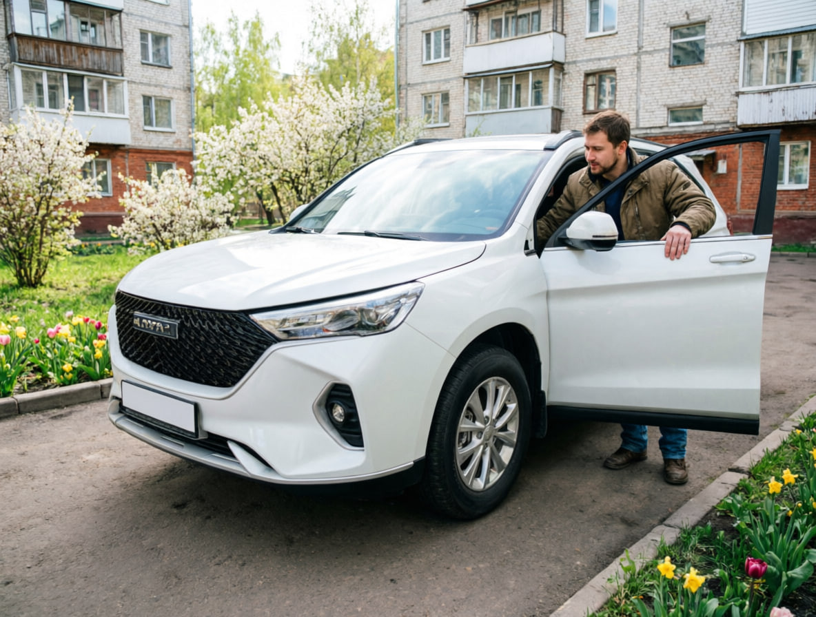 Водитель осматривает Haval M6