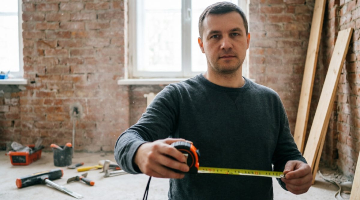 Строитель с рулеткой