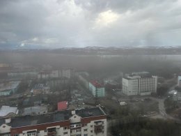 Облако угольной пыли над Мурманском