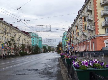Проспект Ленина в долждливую погоду