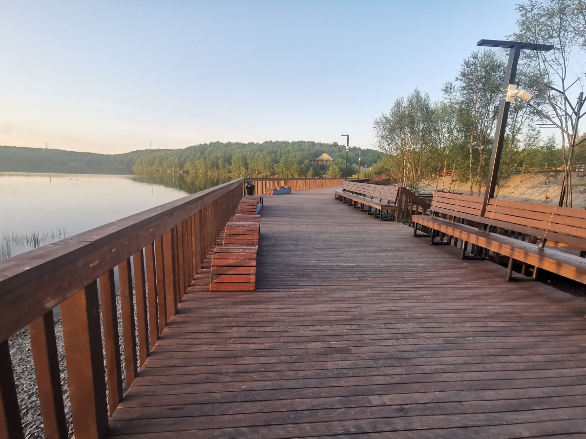 Зеленая зона на озере Среднее в Мурманске