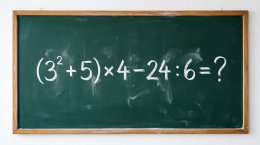 Математический пример (3²+5)×4−24:6