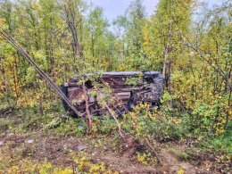 ДТП под Оленегорском, перевернутая машина