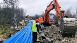 Прокладка водовода на западном берегу Кольского залива