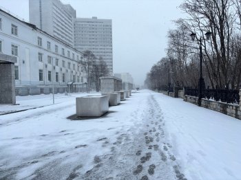 Снег на улице.